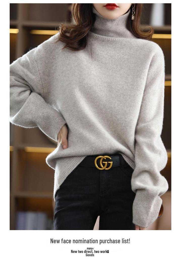 Plus Size Wool Sweater for Women - Autumn/Winter Collection, Lazy Style, Loose Fit, Slimming, Versatile Fashion Base Layer