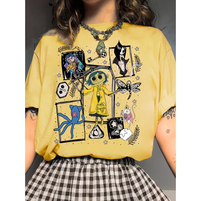 Women's Casual Round Neck Portrait Printed Polyester Fiber T-Shirt Fashion Street Oversized Short-Sleeved Summer Ladies Clothing