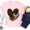 Fashion Unisex Tshirts Leopard Love Heart Print Tops Short Sleeve Clothing Ladies Harajuku Valentines Day Female Clothing