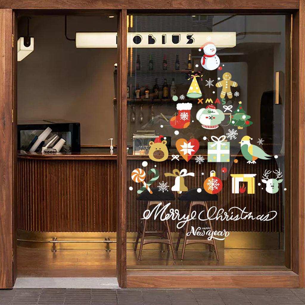 New Year's and Christmas Window Glass Decoration with Double-sided Static Window Flower Stickers