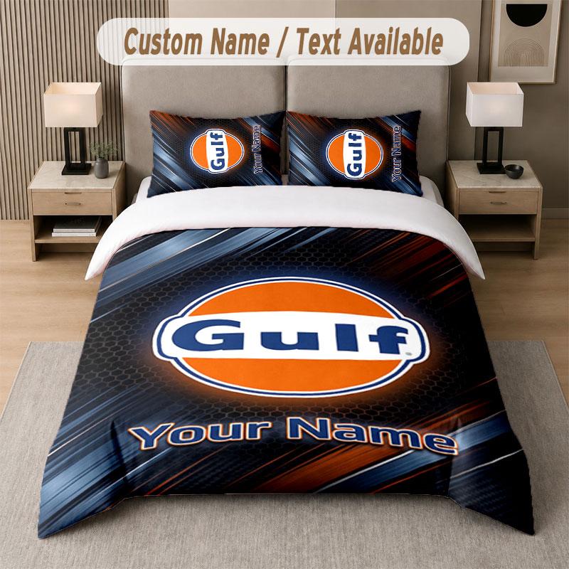 Custom Bedding Set Gulf Pattern, Print Name Text 1 Duvet Cover plus 2 Pillowcases Home Textile