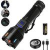 100000LM Ultra Bright LED Flashlight Rechargeable with Flame Ignition&Window Breaker Tactic Torch for Outdoor Camping Adventure