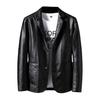 Men's Leather Suit Collar Casual Leather Jacket