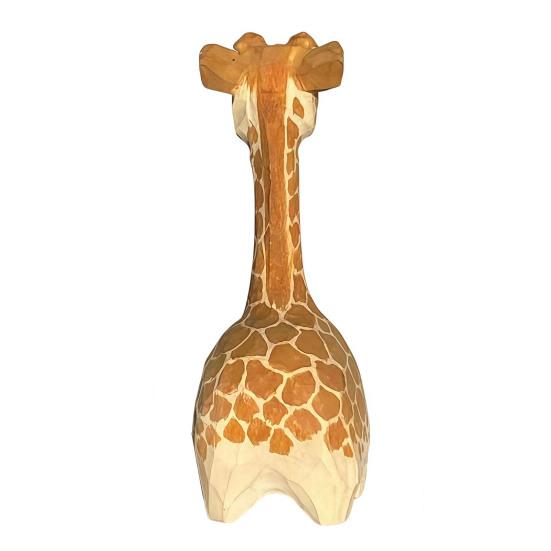 Small Wooden Giraffe Keepsakes Figurine, Cute Cartoon Ornament, Minimalist Animal Whimsical Nursery Table Decor Statue, Hand-Painted for