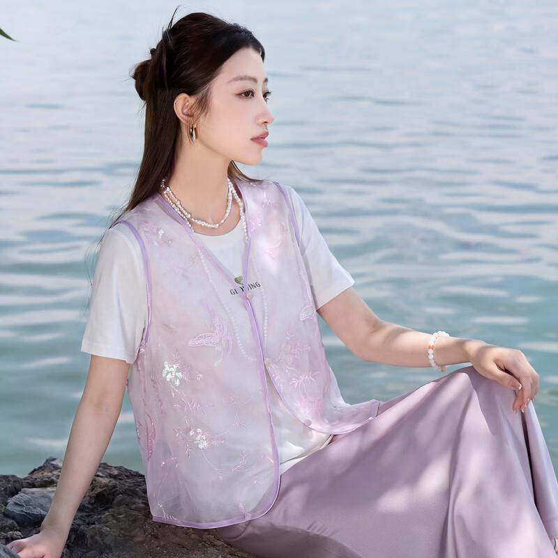 Sancai Plus Size Embroidered Sleeveless New Chinese Style Vest