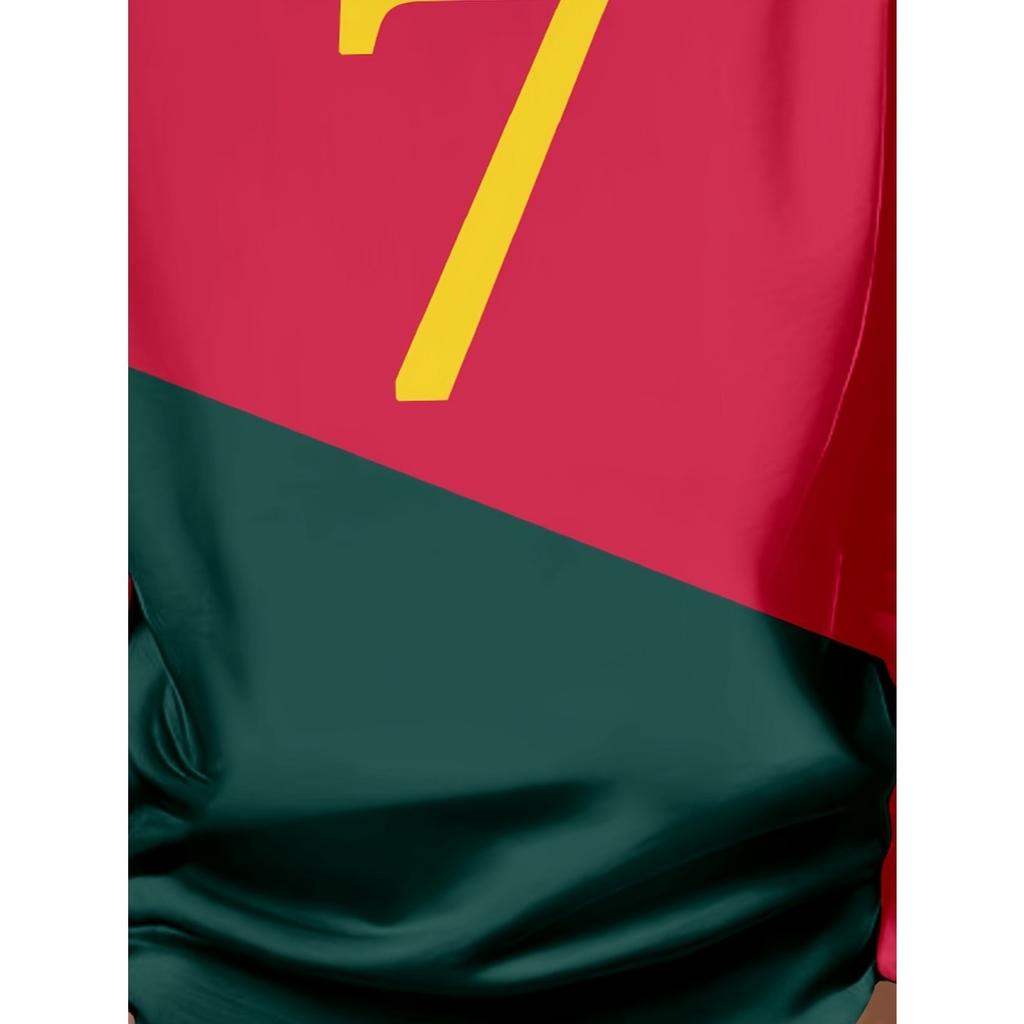 Boys' 3D Printed Casual Hoodie - Long Sleeve Hoodie, "Size 7" Design, Red Green Blocks