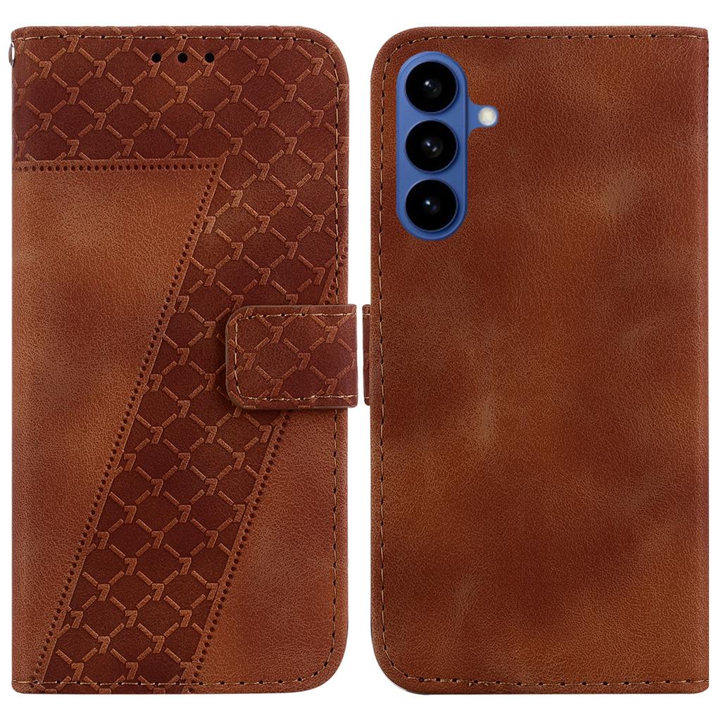 For Samsung Galaxy S26/S26 Pro Stand Case 7-Shaped Pattern Imprint Leather Phone Cover with Strap