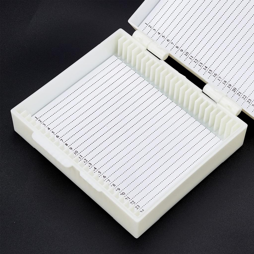 OLYCRAFT Specimen Case Microscope Slide Storage Box White Green Wooden Numbered Microscope Slide Box for Natural Science Biology Education 2-Piece