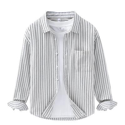 Spring Pure Cotton Striped Shirt for Men Japanese Casual and Handsome Loose Long-sleeved Shirt