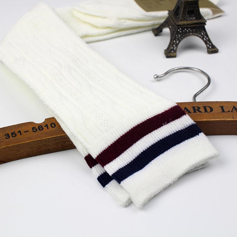 Women Striped Cotton Long Socks Japanese JK Black White Knee High Stockings Students Girls Solid Color Long Tube Leg Warm Socks
