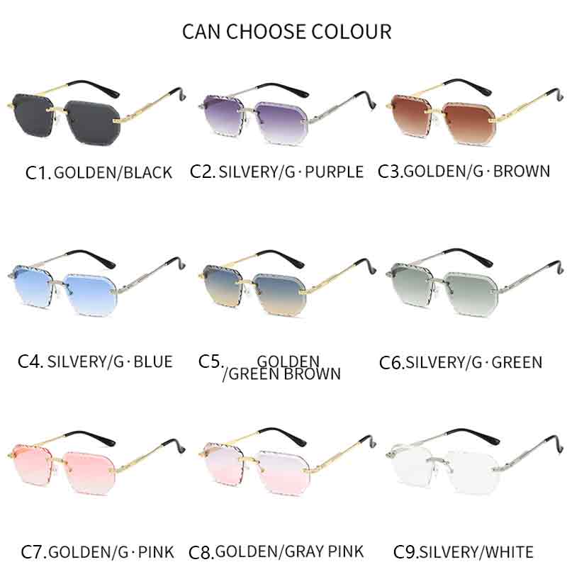 High-quality Rimless Square Metal Sunglasses Women Men Gradient Simple Brand Sun Glasses Outdoor Travel Lady Man Eyewear UV400