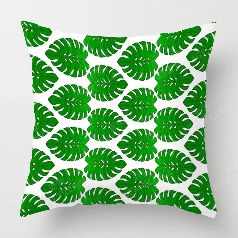 Nordic Fall Home Decor Autumn Throw Pillow Case Sofa Cushion Cover Modern 45X45Cm 45*45 50X50 60X60Cm 40*40Cm Leaf Plant Green