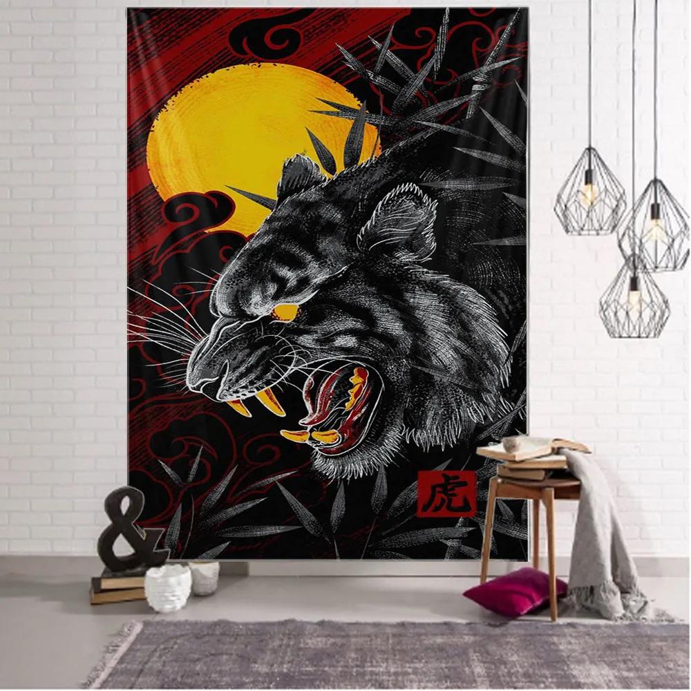 Blanket Curtain Home Bedroom Living Room Decoration Animal Ferocious Tiger Wall Hanging Tapestry Art