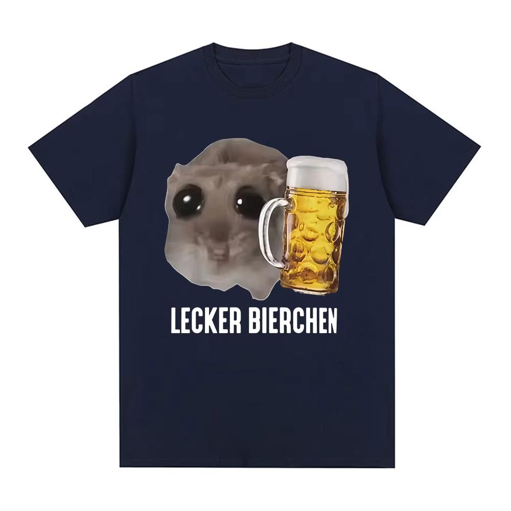Sad Hamster Delicious Beer Funny Memes Cute Tshirts Unisexs Fashionable Hiphop Tshirts Harajukustyle Shortsleeve Tshirts