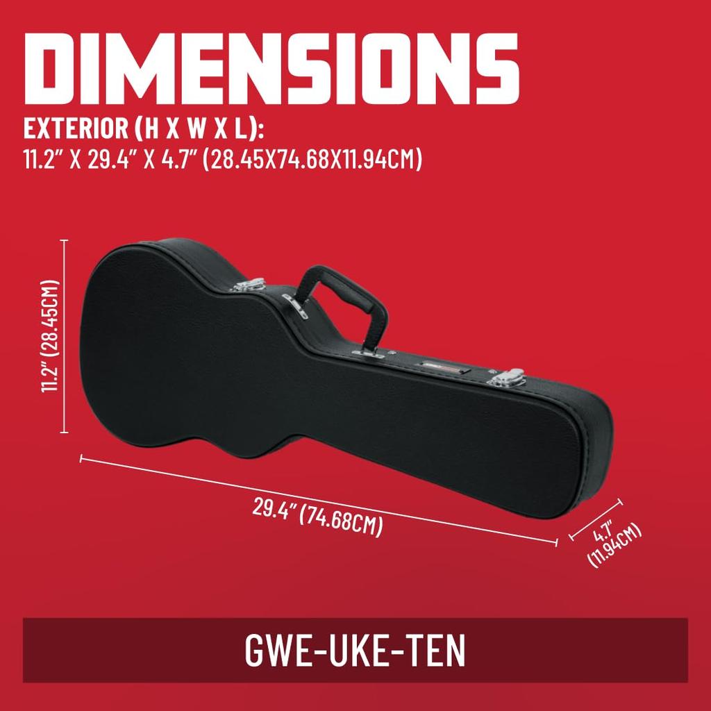 Gator Cases Gator Hard Case for Tenor Plywood with Tolex GWE Series Ukulele, Size, Lamination, GWE-UKE-TEN