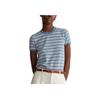 Polo Ralph Lauren Gestreiftes Strick T-Shirt mit Rundhalsausschnitt und kurzen Ärmeln Damen Oberteile Blau 211801541-001