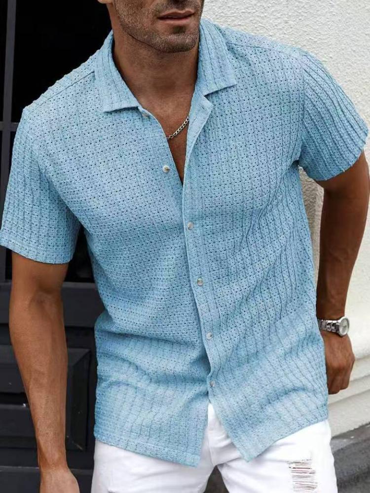 Men's Casual Knitted Hollow Breathable Shirt
