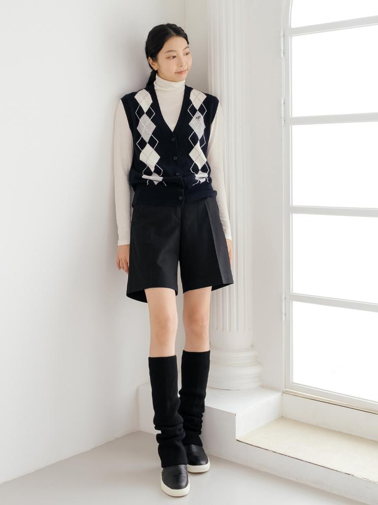 NITINA Cashmere Blending Argyle Vest D/Ny