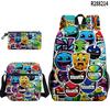 Popular Cool Geometry Dash 3D Printed 3pcs/Set Pupil School Bags Laptop Daypack Backpack Inclined Shoulder Bag Pencil Case
