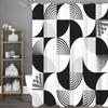 Czarno-biała geometryczna zasłona prysznicowa, dekoracyjna zasłona prysznicowa do łazienki, wodoodporna zasłona prysznicowa z haczykami