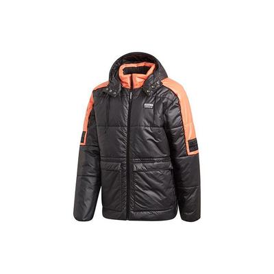 Originale RYV. Gepolsterte Colorblock Sportliche Mittellange Baumwolljacke mit Kapuze Herren Oberbekleidung Schwarz GC8687