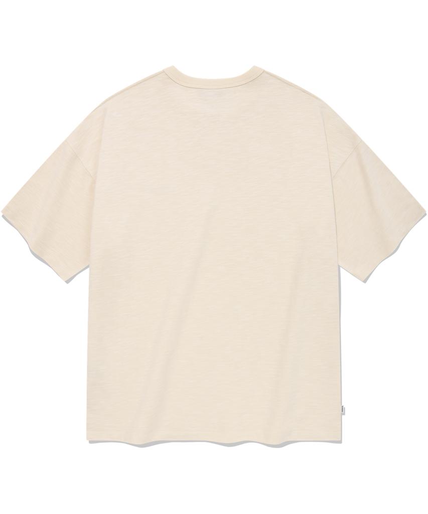 COVERNAT Slub Henley Neck T-Shirt Ivory
