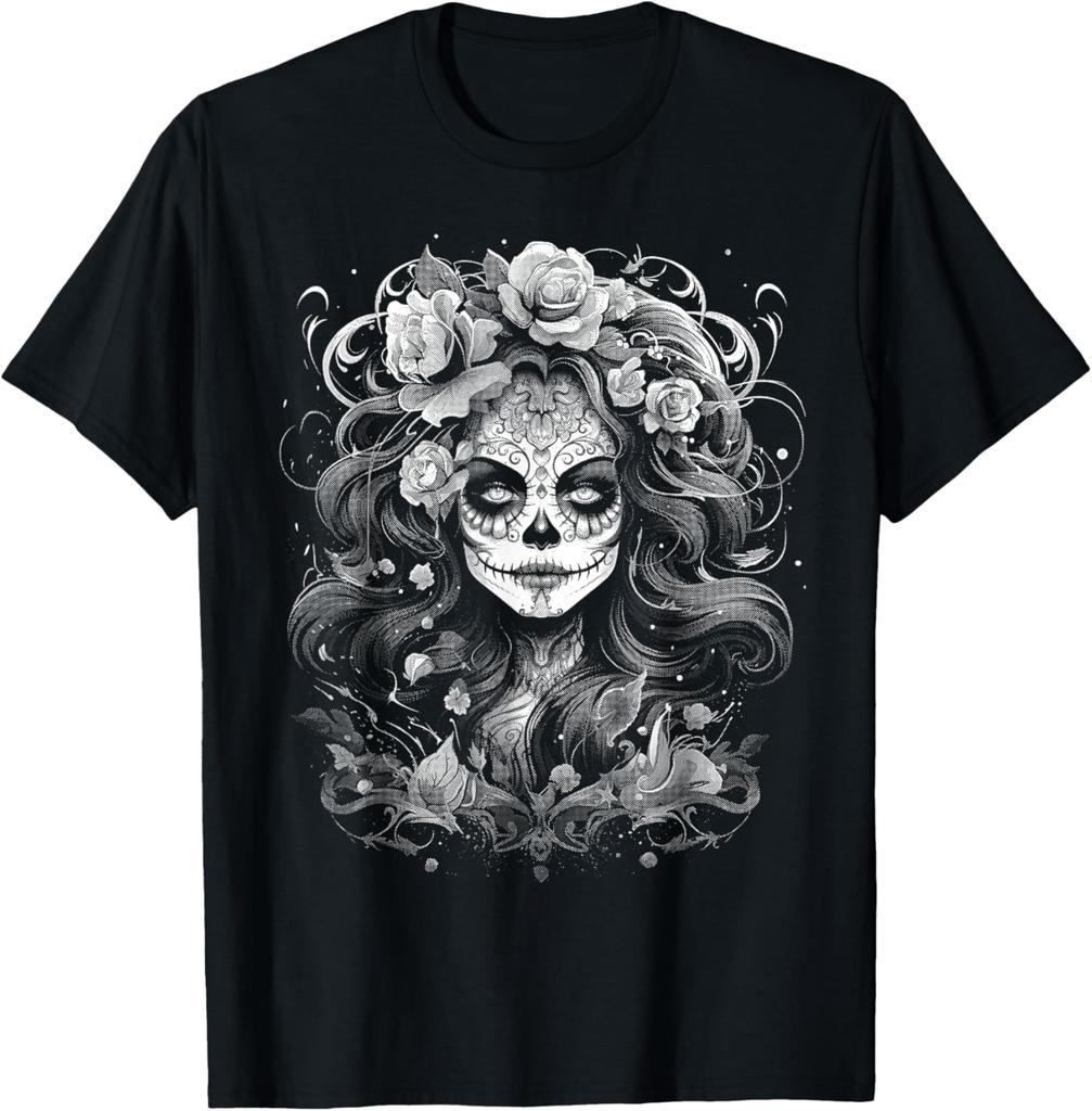 De Los Muertos La Catrina Day of The Dead Sugar Skull Women T-Shirt