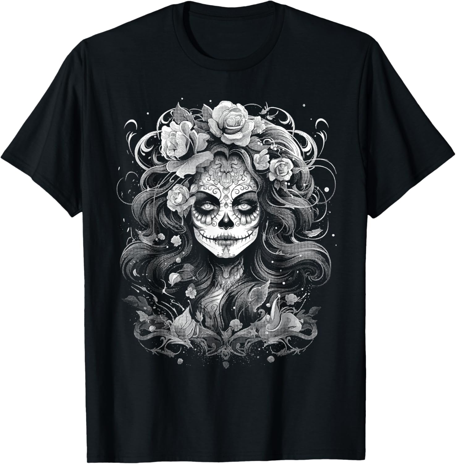 День Мертвых La Catrina День Мертвых Сахарный Череп Женская Футболка L