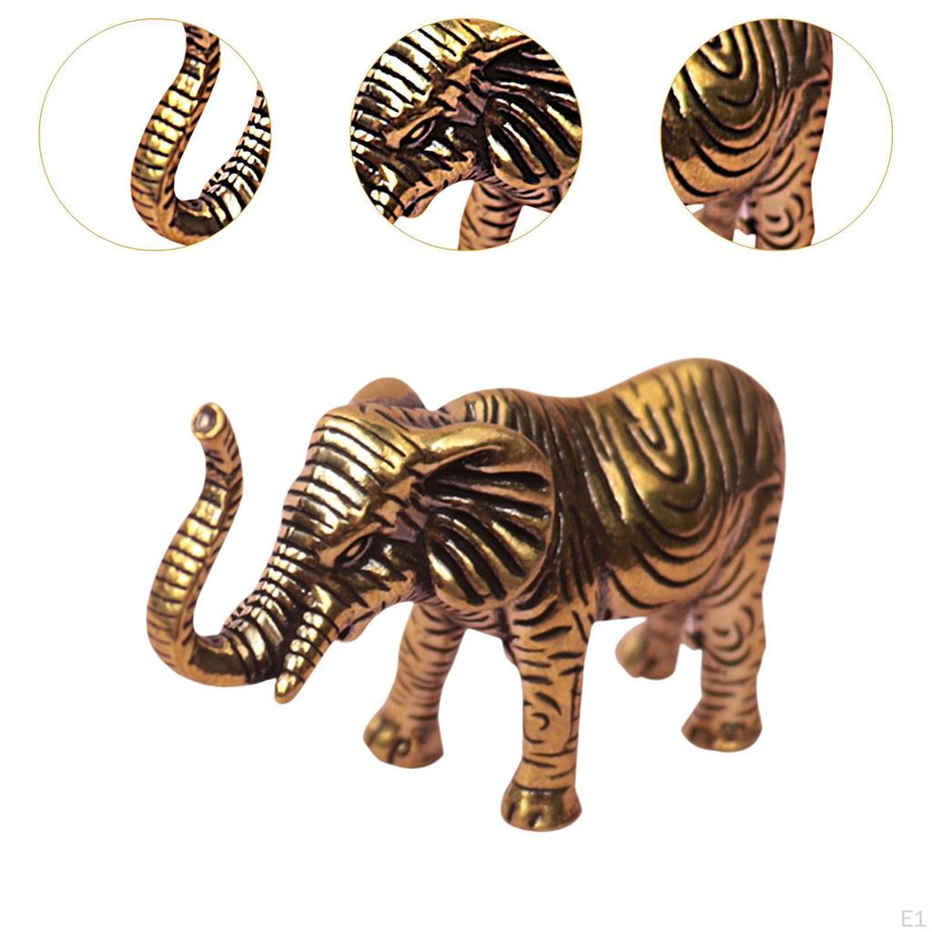 Elephant Statue Animal Sculpture Crafts Creative Decorative Antique Ornament Brass Figurine for