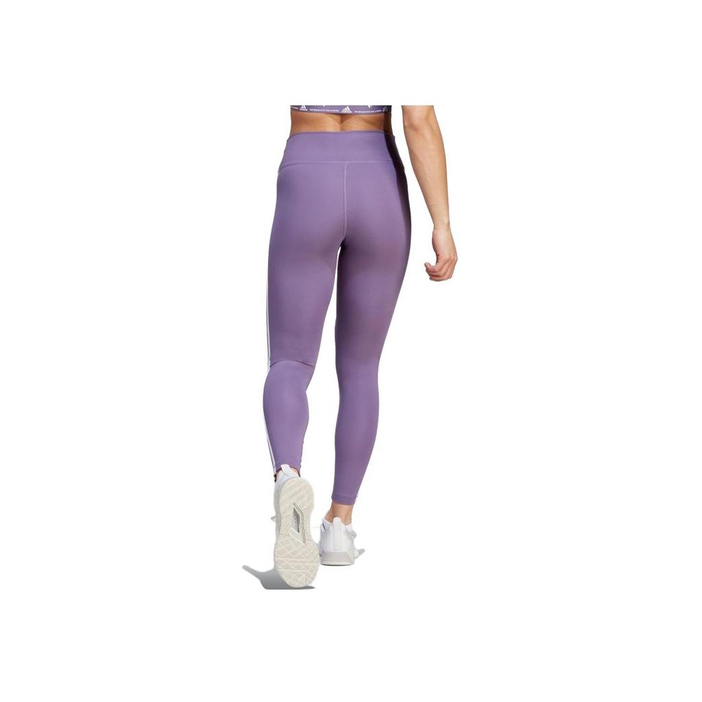 Adidas Striped High-Waisted Sports Leggings Women leggings Dark-Purple HY4164