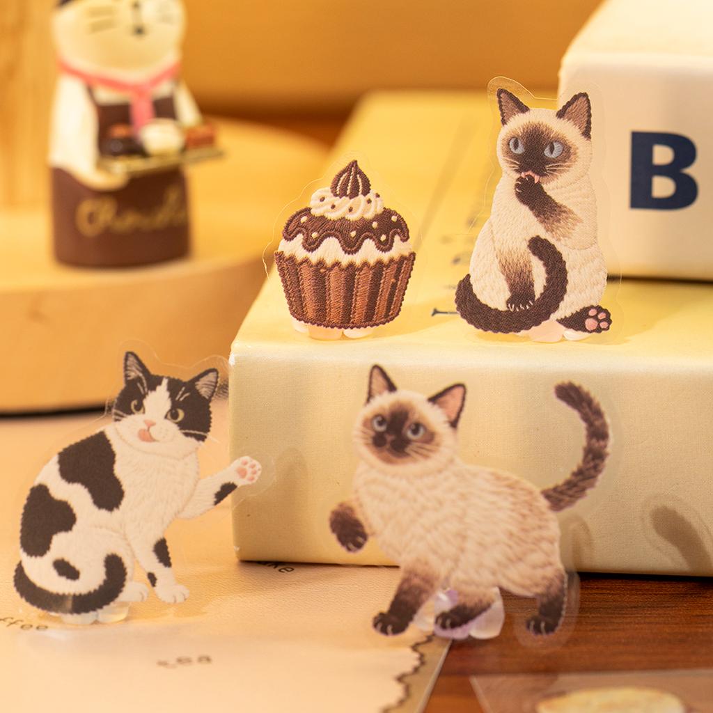 2 Bogen Meow genießt süße Zeit Serie Kawaii Cartoon PET Aufkleber DIY Tagebuch Scrapbook Ästhetik Schreibwaren Aufkleber