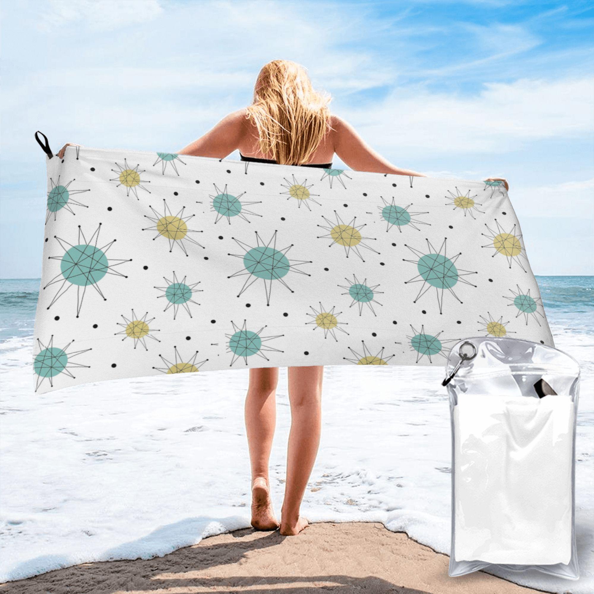 

Franciscan Starburst Mid Century Atomic Age Beach Towel Soft Microfiber Quick Dry Absorbent Quick Towels For Bath W30*H60(CM)