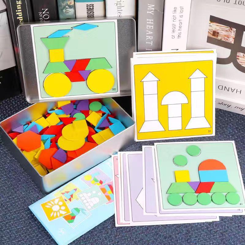 Montessori Geometric Shapes Puzzle for Toddlers & Kindergarten - Ages 3 to 5