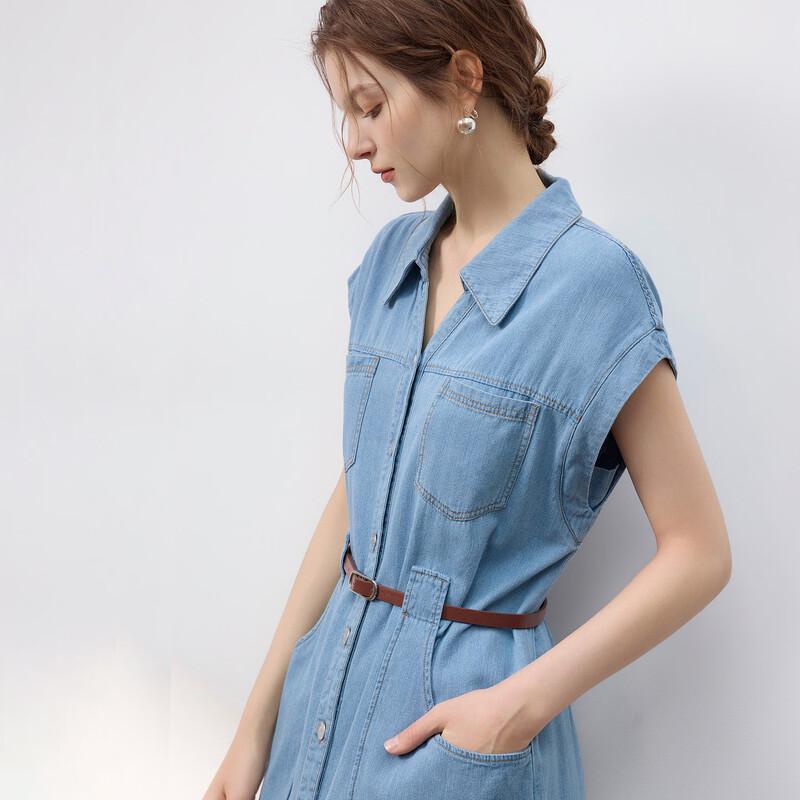 Demana Women's Cloud Cotton Denim V-Neck Midi Dress