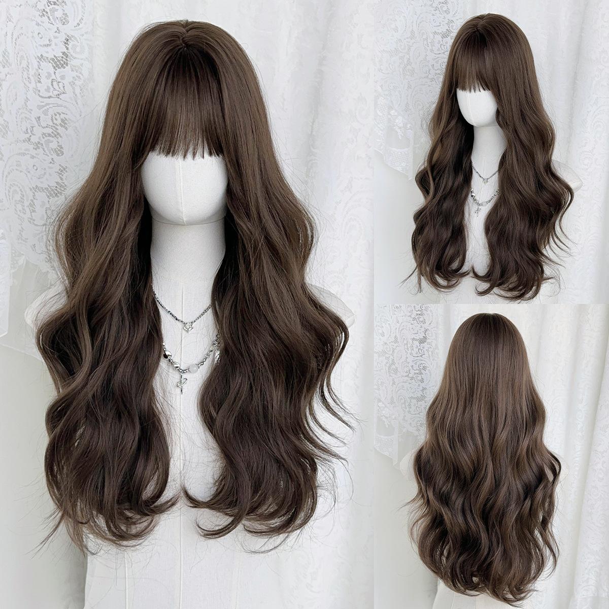 

Парик Ближний Восток Холодный Коричневый Крупные Волны для Женщин - Воздушная Челка Длинные Вьющиеся Волосы, Готов к Укладке Нагревом и Стрижке, Европейский Американский Повседневный Высокое Качество 66cm 25.98 inch бистр коричневый