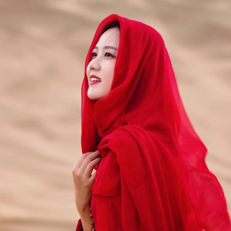 Dunhuang Desert Shawl - Qinghai Chaka Salt Lake Ethnic Scarf for Women, Cotton Linen Silk Blend