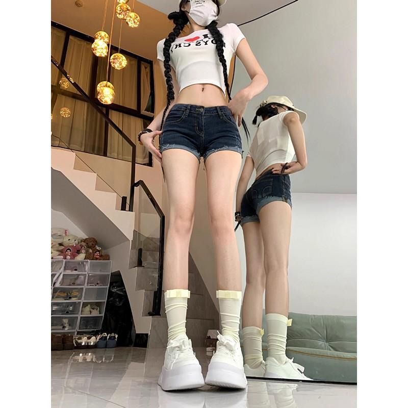 Summer Plus Size Plump Girls Denim Shorts Women's Hipster Navel Elastic Skinny Slimming Hip-Wrapped Millennium Curling Hot Pants