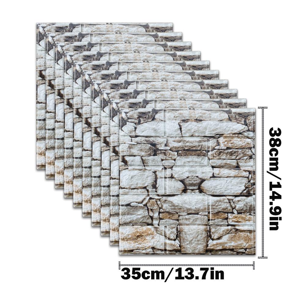 10pcs Self Adhesive Decor 3D Foam Wall Stickers Pane Room Waterproof Peel and Stick Brick Wallpaper for Interior Decoration
