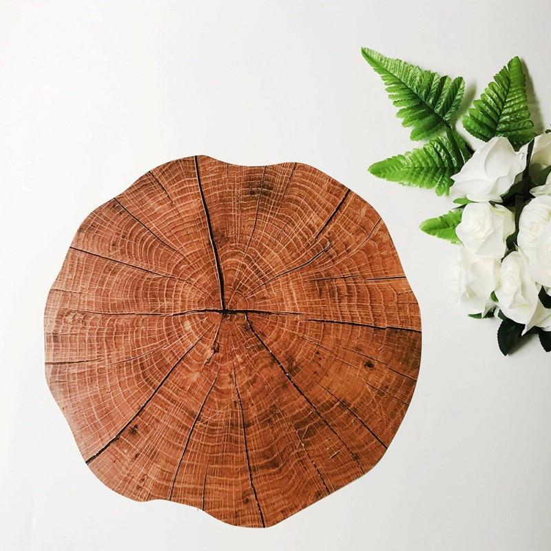 Wood Placement Table Mats Dining Tableware Pad Lotus Shape Tea Cup Bowl Decoration Coaster Christmas Pads