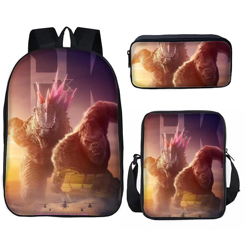 Godzilla vs. King Kong 2Godzillax Kongnoul Student Ghiozdan Geantă Etui Set din Trei Piese