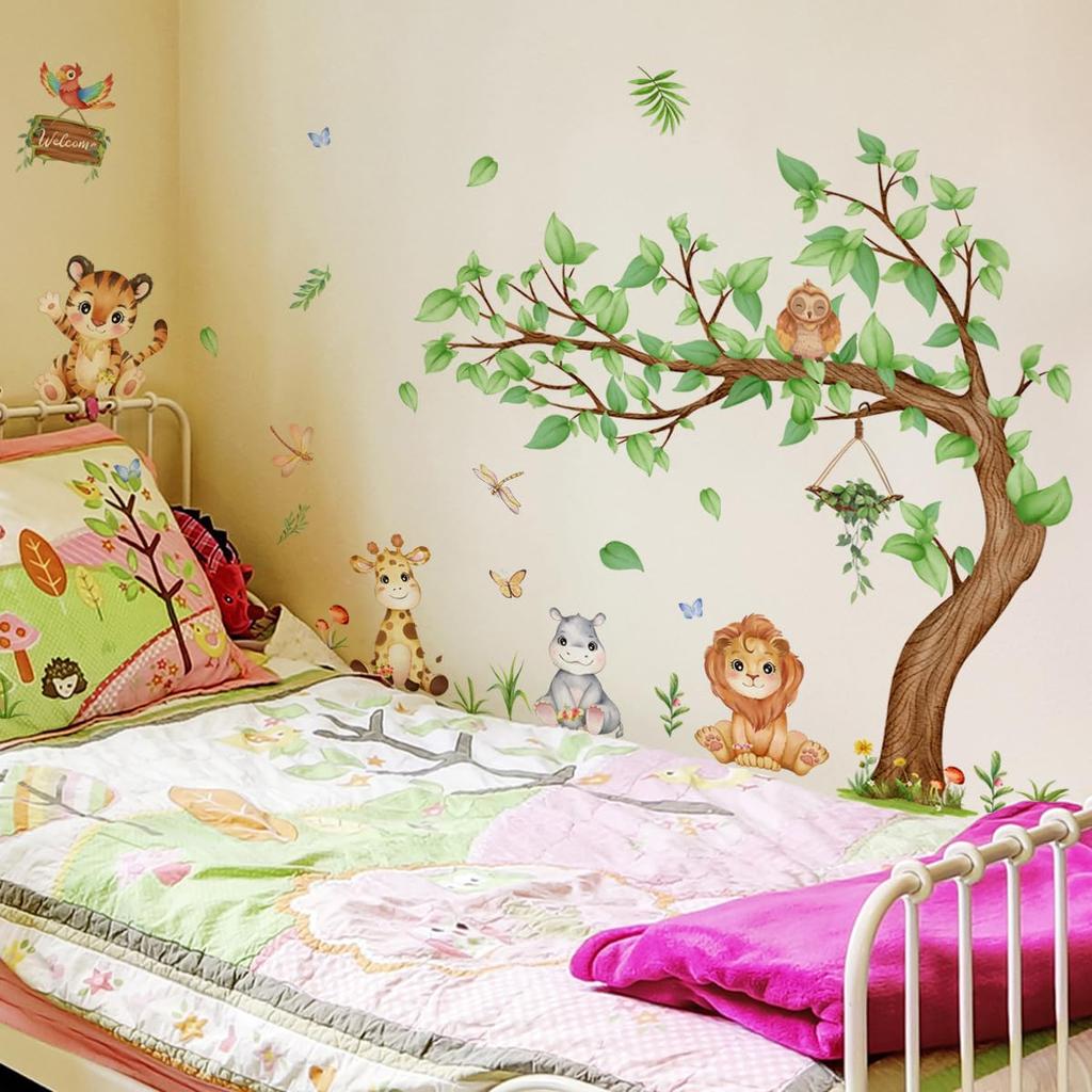 Árvore de Limão e Pássaro Parede Nórdica Primavera Papel de Parede Estiloso Arte de Parede Papel de Parede de Parede Interior de Parede Poster Adesivo de Parede Decoração Adesivo, Árvore, Folhagem,