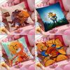 DOG MAN Anime Cushion Cover Anti-dustmite Pillowcase Invisible Zipper Silky Short Plush Sofa Cushion Cover