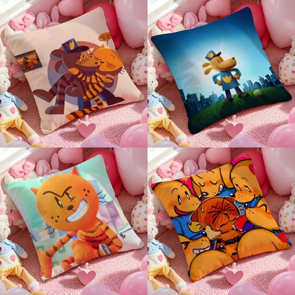 DOG MAN Anime Cushion Cover Anti-dustmite Pillowcase Invisible Zipper Silky Short Plush Sofa Cushion Cover