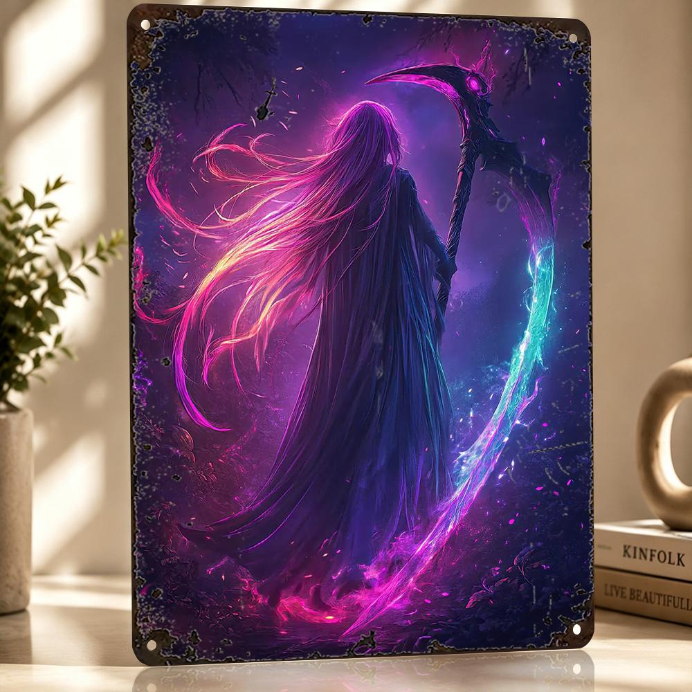Dark Fantasy Reaper D Printed Texture Poster Personalized Wall Art Retro Metal Tin Signs for Office Decor Room Wand Deko Home