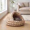 Casa Casetta Letto per Animali Domestici Intrecciata a Mano Nido per Gatti Grotta a Maglia Grossa per Gatti, Piccoli Animali Domestici, Interno, Soggiorno