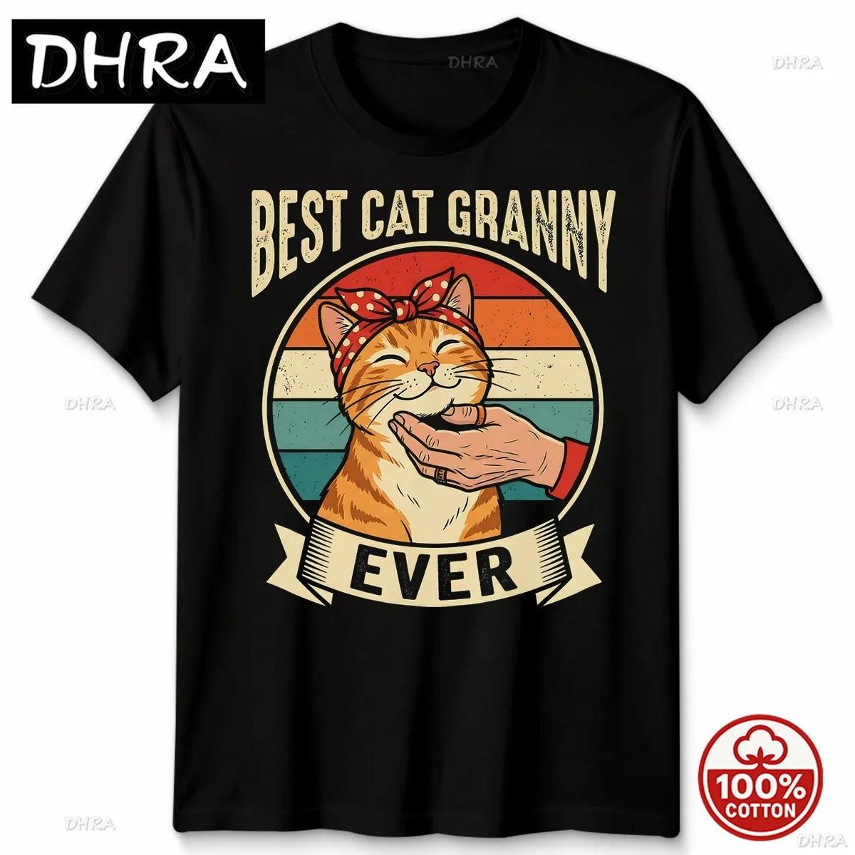 

Vintage Cat Granny Pets TShirt WOMENs Tee Unisexs Graphic Gift Idea Unisex Top Neck Tee T Shirts Classic Cool Breathable Urban S