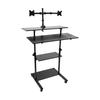 4-tier Stand Up Desk, Wide Mobile Stand Up Desk, Height Adjustable Rolling Workstation Rectangular for Office, Living Room