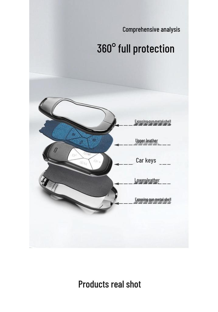 XPeng P5 Car Key Cover 2021-2024: Durable Zinc Alloy & Leather Protective Shell