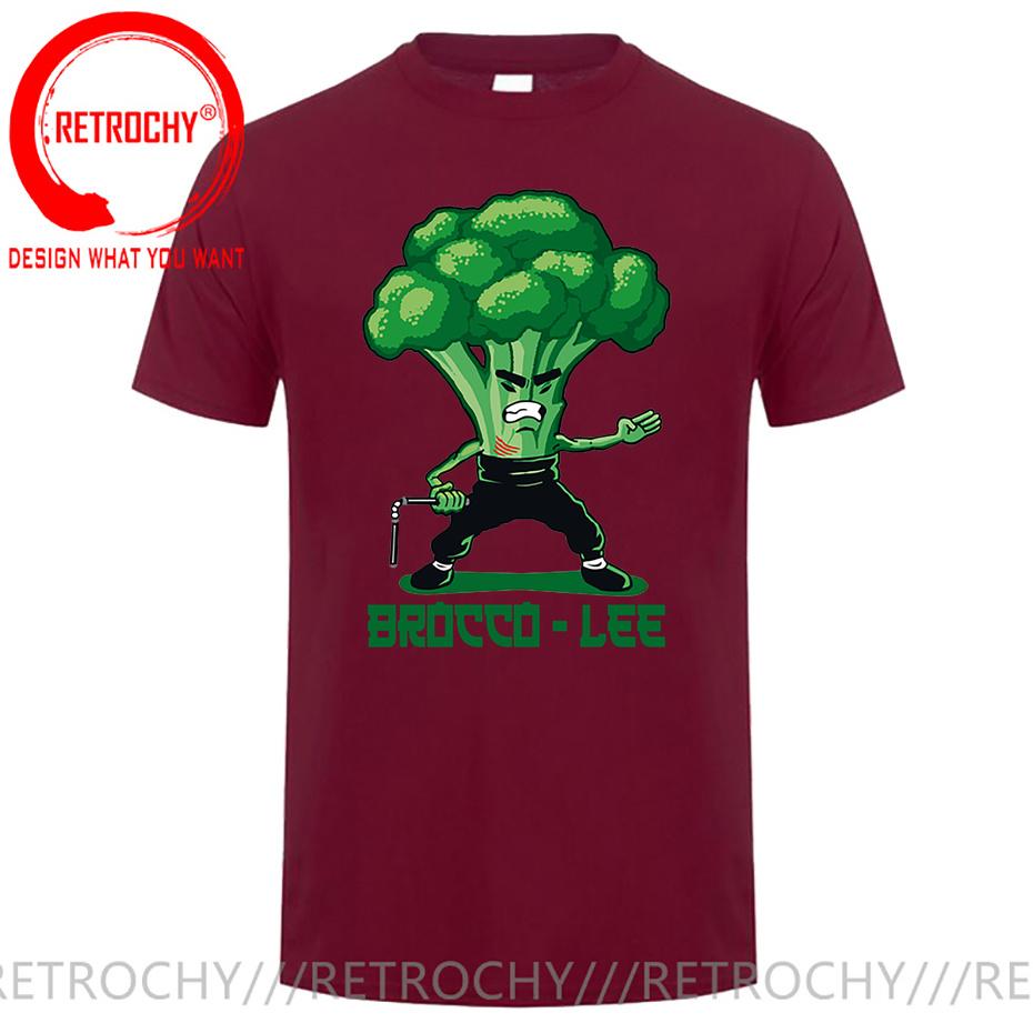 New Anime Brocco Lee T shirt Unisex Funny Vegetable with Nunchucks Tshirt Parody Kung Fu Brucee Lee T shirt Jeet Kune Do tee shirt