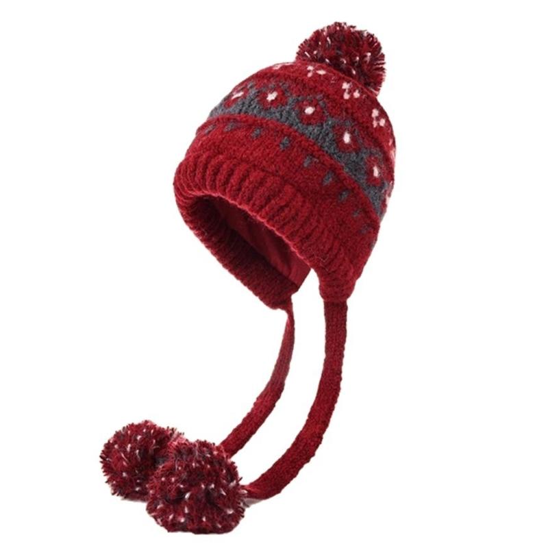 Elastic Thermally Fleece Hat Nordic Pattern Lightweight Cold Weather Headwear Elastic Winter Beanies For Travel